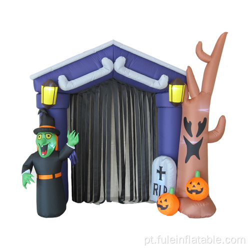 Esqueleto inflável fantasma de halloween para quintal